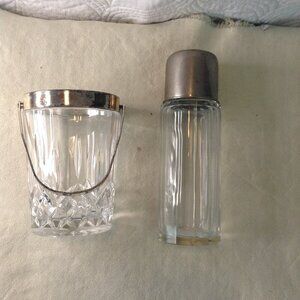 VTG 3 pc Crystal Ice Bucket/Shaker/Tongs, Barware, Tongs Made in Occupied China